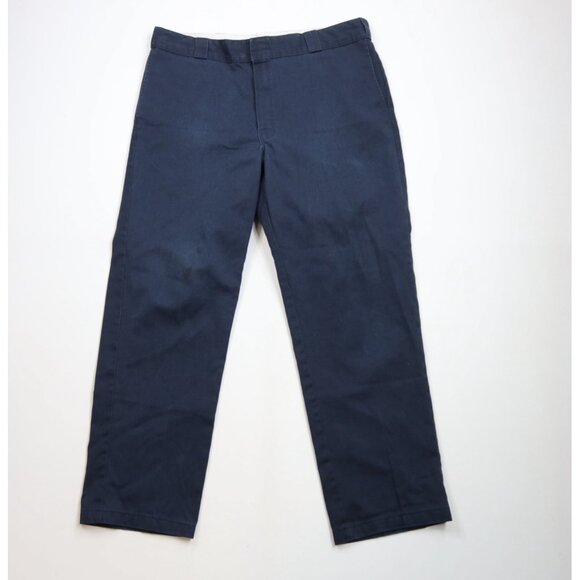 Vintage Y2K Dickies Mens 38x32 Distressed Original Wide Leg Workwear Pants Blue